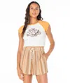 Roxy Groove Rib Crop Graphic T-shirt In Brown