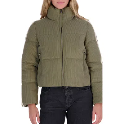 Roxy Hailey Corduroy Puffer Jacket In Green