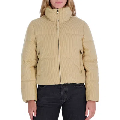 Roxy Hailey Corduroy Puffer Jacket In Neutral