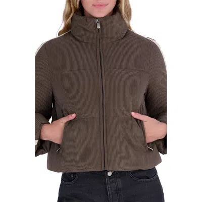 Roxy Hailey Corduroy Puffer Jacket In Brown