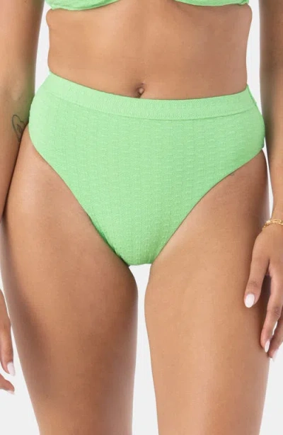 Roxy Haleiwa Banded High Waist Bikini Bottoms In Green
