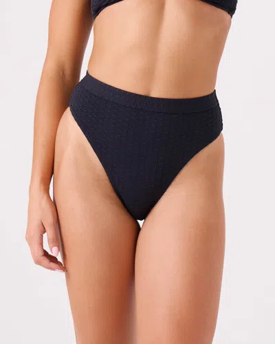 Roxy Haleiwa Banded High Waist Moderate Bikini Bottom In Blue