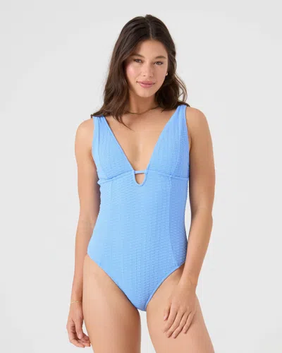 Roxy Haleiwa Plunge One Piece Swimsuit In Blue