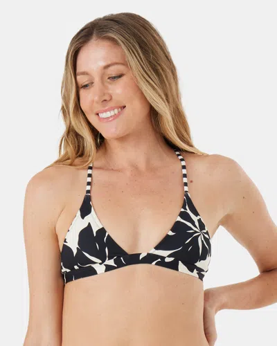 Roxy Hang Loose Athletic Triangle Bikini Top In Black