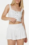 Roxy Hazel Lace-up Cotton Crop Tank In White