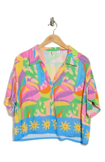 Roxy Heartwave Button-up Crop Cover-up Shirt In Multi