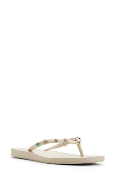Roxy Hema Shell Stud Flip Flop In Neutral