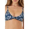 Roxy Hibiscus Haven Knot Bikini Top In Mood Indigo