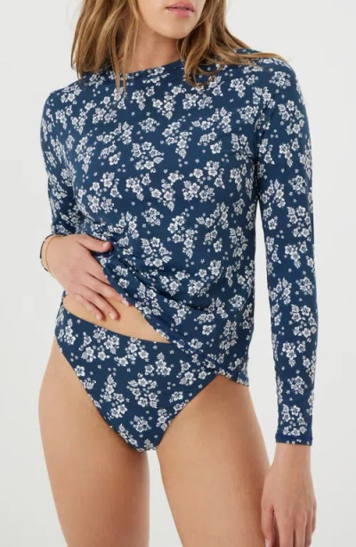 Roxy Hibiscus Haven Sea Skippin" Cover-up Rashguard In Mood Indigo