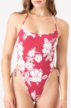 Roxy Hibiscus Hideaway One-piece Swimsuit In Red