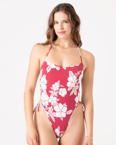 Roxy Hibiscus Hideaway Tie Side One Piece Swimsuit In Multi