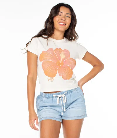 Roxy Hibiscus Spray 90s Baby Tee In White