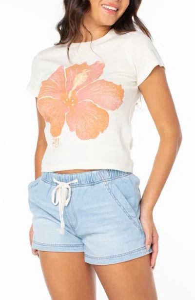 Roxy Hibiscus Spray '90s Graphic Baby Tee In White