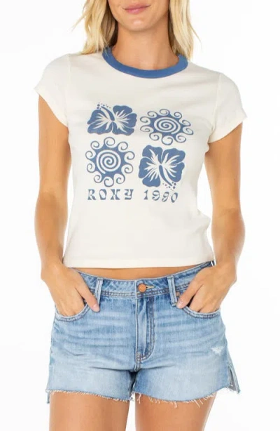 Roxy Hibiscus Swirl 90s Baby Tee In White