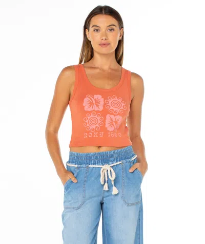 Roxy Hibiscus Swirl Graphic Tank In Orange