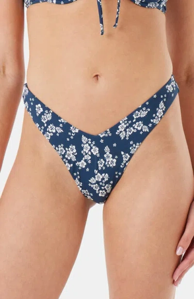 Roxy Hibiscus V-cut Bikini Bottoms In Mood Indigo