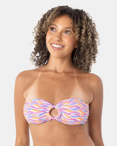 Roxy High Tide Ring Bandeau Bikini Top In Multi