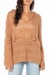 Roxy Hippie Love Open Stitch Hoodie In Camel