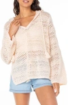 Roxy Hippie Love Open Stitch Hoodie In Parchment