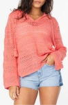 Roxy Hippie Love Open Stitch Hoodie In Sugar Coral Solid