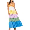 Roxy Honolulu Glow Colorblock Tiered Maxi Dress In Multi Color Solid