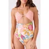 Roxy Hot Tropics Peek-a-boo One-piece Swimsuit In Multi