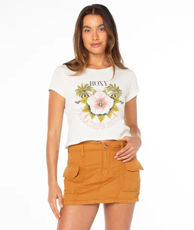 Roxy In Bloom Crop Cotton Graphic T-shirt In White