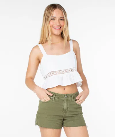 Roxy Island Time Cotton Crop Tank In White
