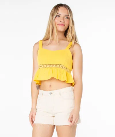 Roxy Island Time Cotton Crop Tank In Yellow