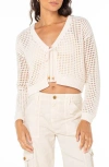 Roxy Ivy Open Stitch Tie Cardigan