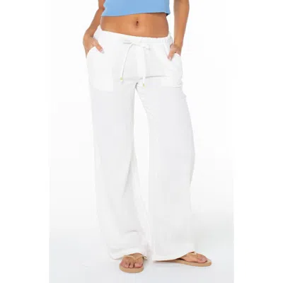 Roxy Iyla Cotton Crinkle Gauze Wide Leg Pants In White
