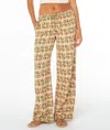 Roxy Iyla Printed Wide Leg Drawstring Pants In Brown