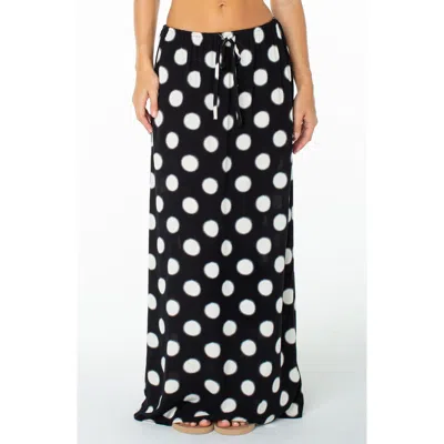 Roxy Iyla Polka Dot Drawstring Maxi Skirt In Gray