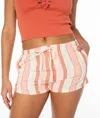 Roxy Iyla Stripe Drawstring Shorts In Multi