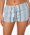 Roxy Iyla Stripe Drawstring Shorts In Brown