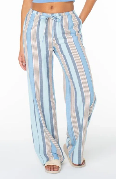 Roxy Iyla Stripe Drawstring Waist Pants In Blue
