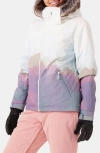 Roxy Jet Ski Technical Snow Jacket With Removable Faux Fur Trim & Hood In White