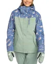 Roxy Jetty Water Repellent Hooded Technical Snow Jacket In Blue