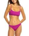 Roxy Juniors Aruba Bralette Bikini Top Hipster Bikini Bottoms In Wild Aster Pink