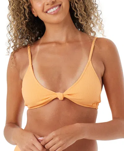 Roxy Juniors' Aruba Knot-front Bralette Bikini Top In Papaya
