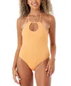 Roxy Juniors' Aruba Plunge-back One-piece Swimsuit In Papaya