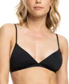 Roxy Beach Classics Fixed Triangle Bikini Top In Anthracite Black