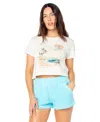 Roxy Beach Collage Cropped Boxy Tee In White