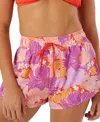Roxy Juniors' Bell Bottom Blooms No Bad Waves Board Shorts In Purple