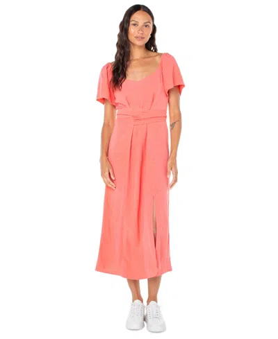 ROXY JUNIORS' BUNGALOW BLISS SOLID-COLOR TIE-BACK MIDI DRESS