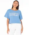 Roxy Juniors' Cotton Graphic Logo Crewneck Tee In Riviera Solid