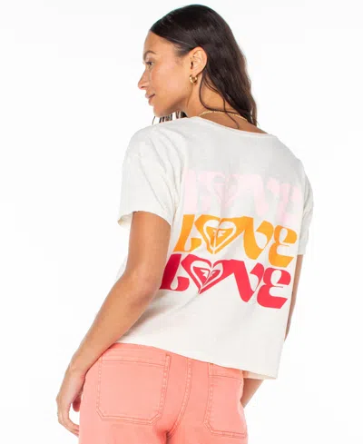 Roxy Juniors' Cotton Love Back-graphic Crewneck Tee In Egret