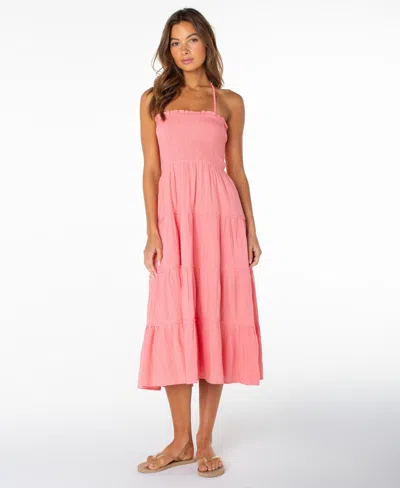 Roxy Juniors' Ellie Halter Neck Maxi Dress In Pink