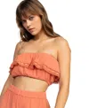 Roxy Golden Tropic Halter Crop Top In Apricot Brandy