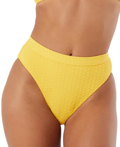 Roxy Juniors' Haleiwa Banded High-waist Bikini Bottoms In Yellow